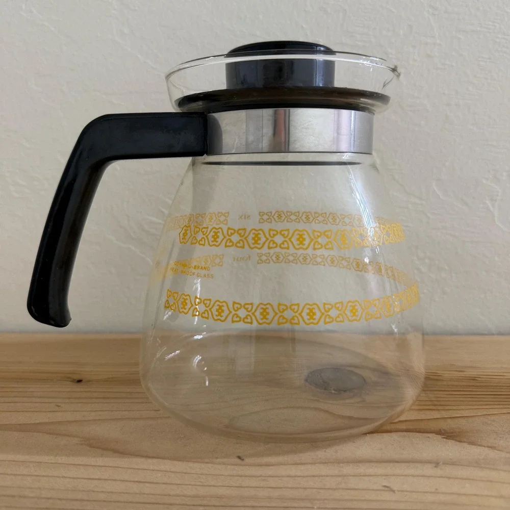 Vintage Melitta Corning Glass Coffee Carafe‎ Gold Floral MCM Replacement